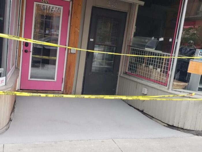 New concrete apron at a commercial entrance