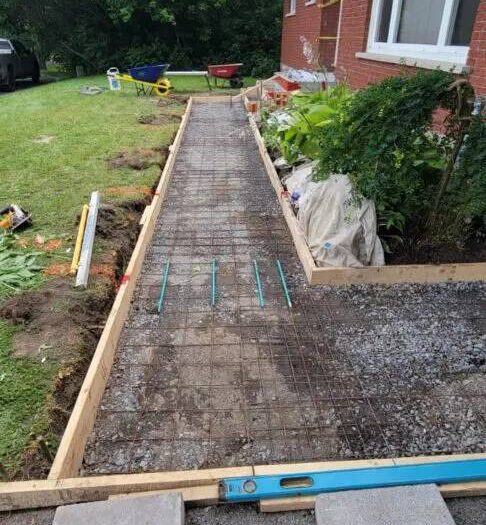 Freshly poured concrete steps