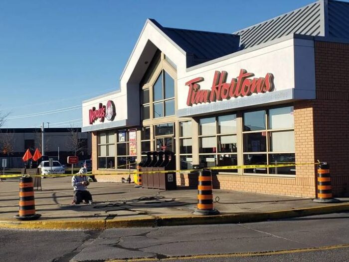 Commercial concrete work at a drive-through