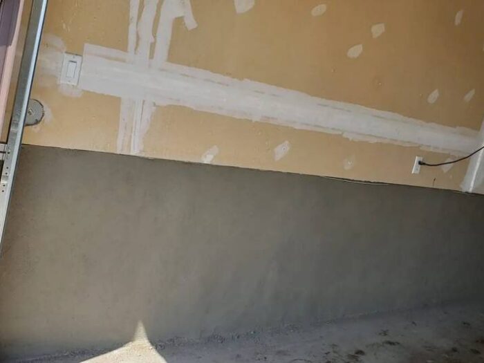 Repaired foundation crack ready for the finish coat