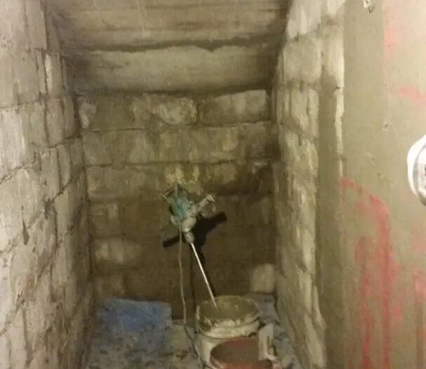 Crawl space foundation opened up for waterproofing