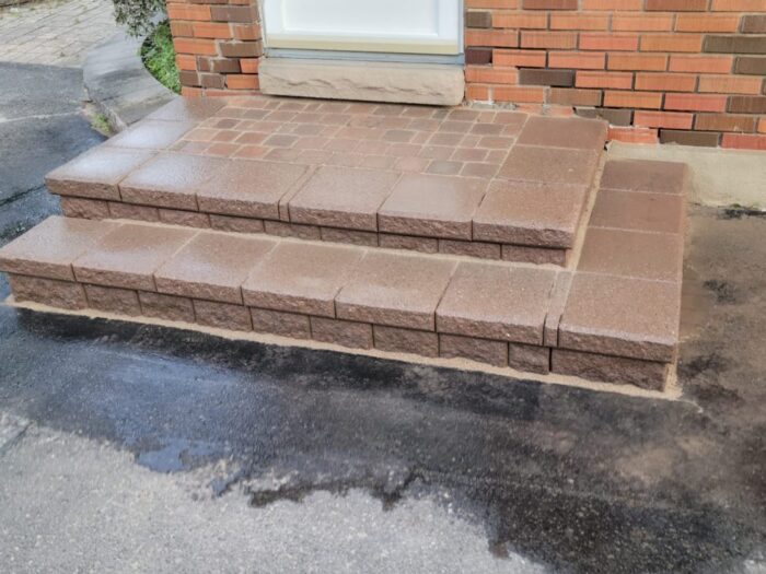 Rebuilt interlock steps at a front entrance