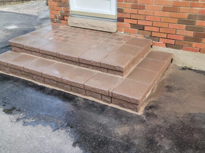 Relaid interlock steps seen from the driveway
