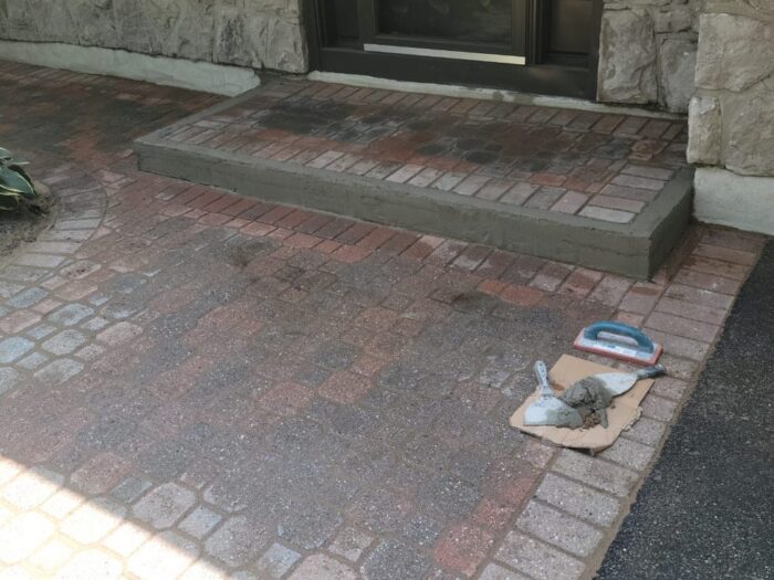 Finished interlock step and cobble path