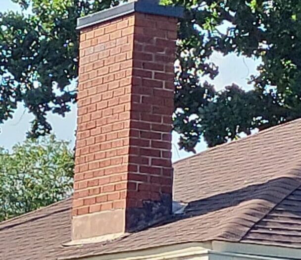 Rebuilt brick chimney on an Ottawa roof