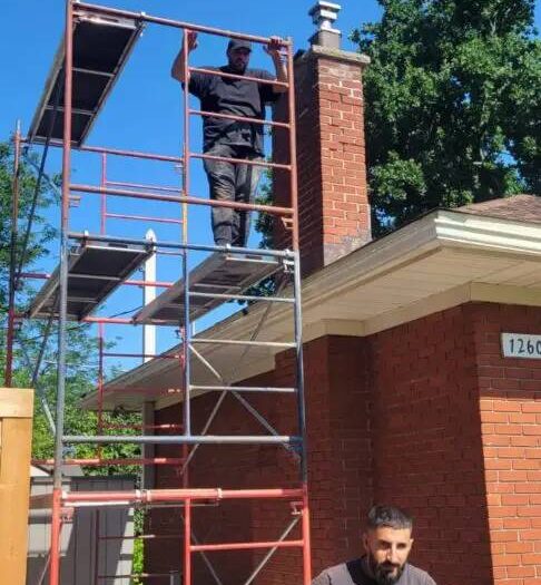 Repointed brickwork on a house wall
