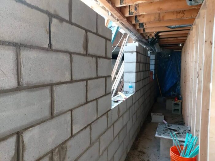 Brick and block repair on a commercial building
