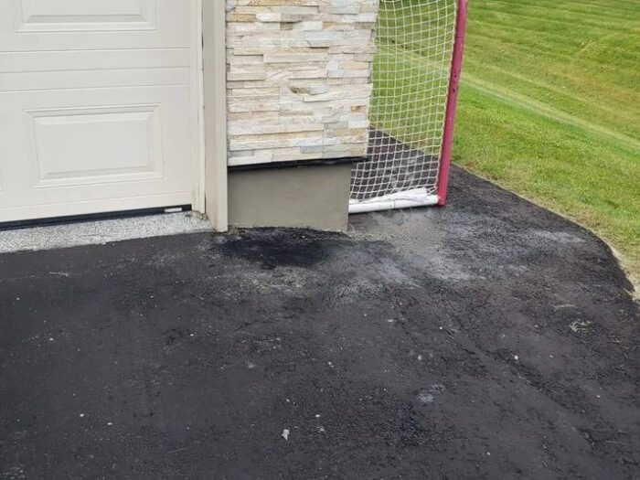 Parging repaired and refinished at a porch