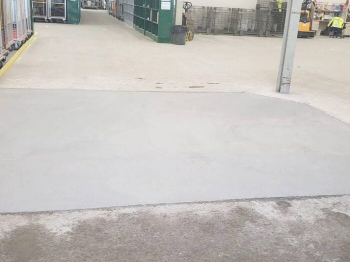 Resurfaced steps with a broom finish for grip