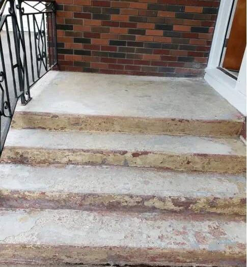 Resurfaced steps with a broom finish for grip