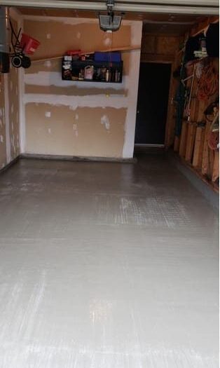 Resurfaced garage floor and apron